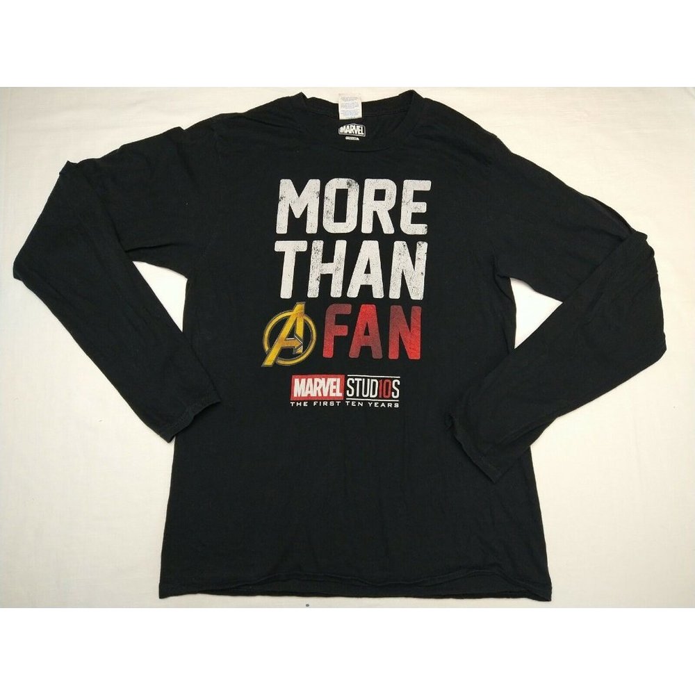 Marvel studios MORE THAN A FAN movie promo comic size S black t shirt